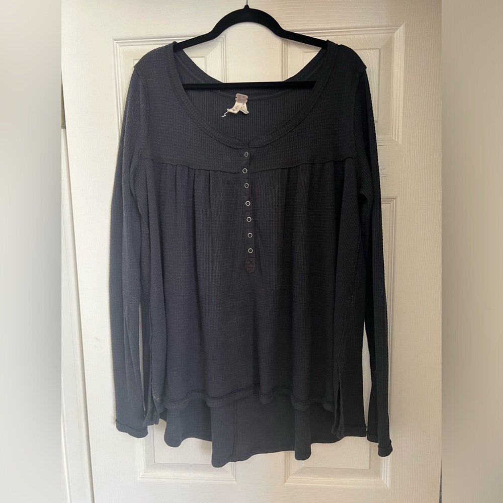 Tunic top by We The Free, size Large, oversized.  Color dark blue